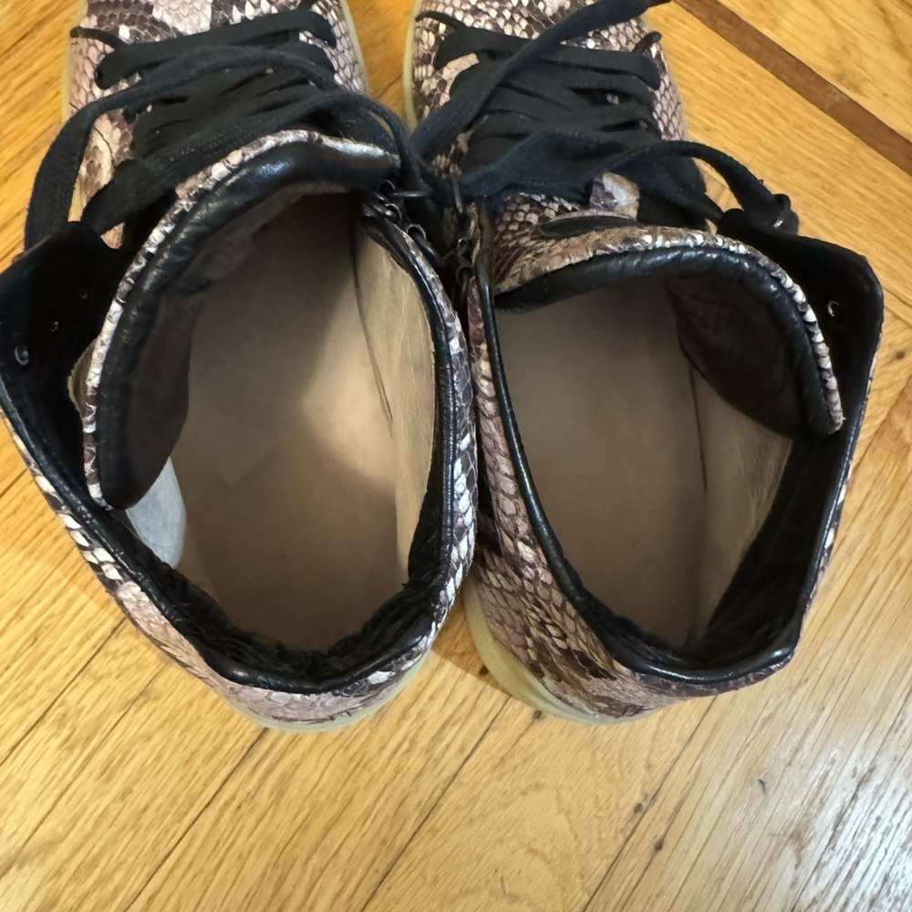 Rag & Bone Snakeskin Pattern High Top Leather Sneakers in Black and Brown - Picture 6 of 7